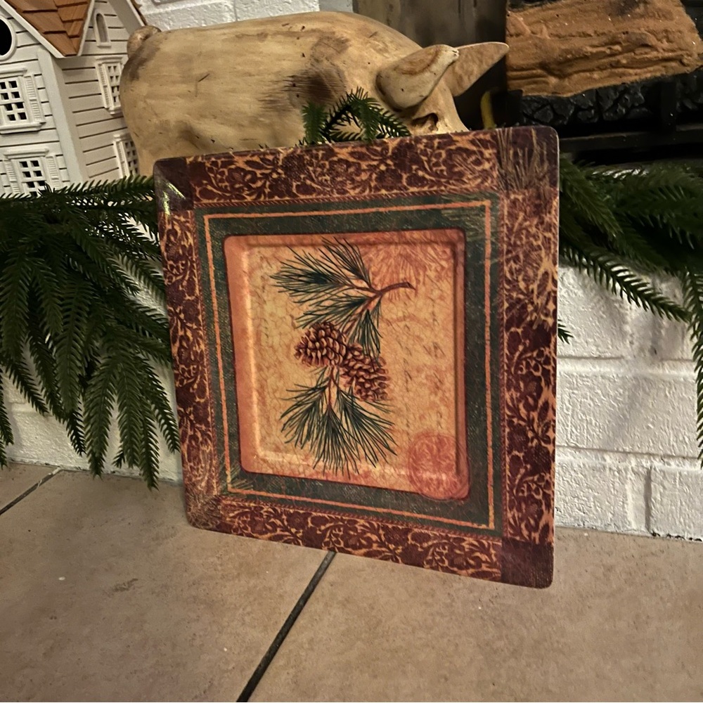 Rustic Pinecone Plastic Serving Plate